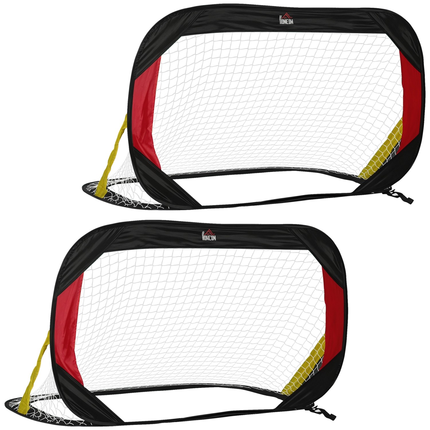 HOMCOM Fußballtor Stahl Oxford Schwarz Gelb Rot Weiß 120L x 80B x 80H cm