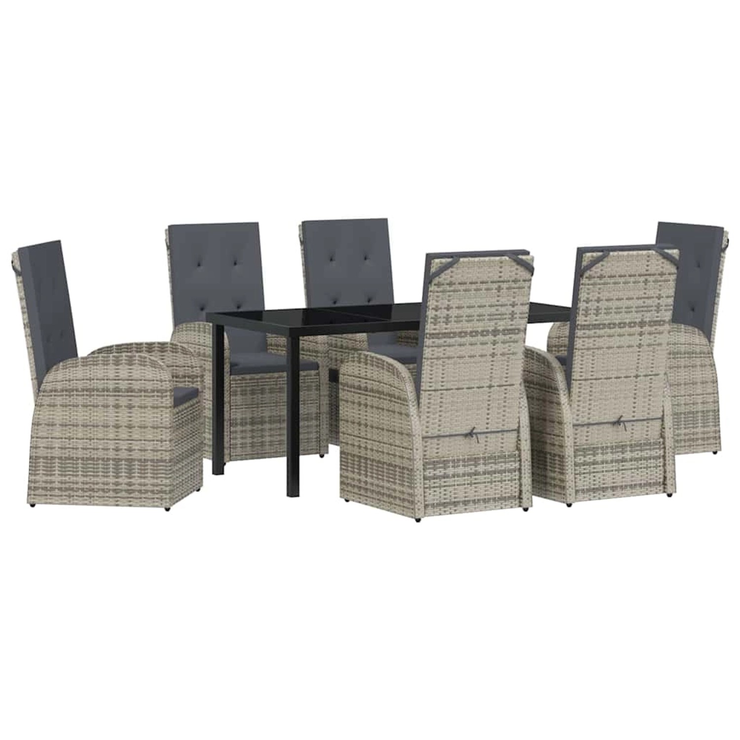 vidaXL Garten Essgruppe mit Kissen 7-Tlg Grau Poly Rattan 3379482 günstig online kaufen