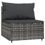 Graues vidaXL Garten Lounge Mittelteil aus Polyrattan mit anthrazitfarbenen Kissen.