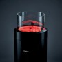 Enders® Nova LED M Feuerstelle in Schwarz-Chrom mit Glaszylinder und roter LED-Beleuchtung.