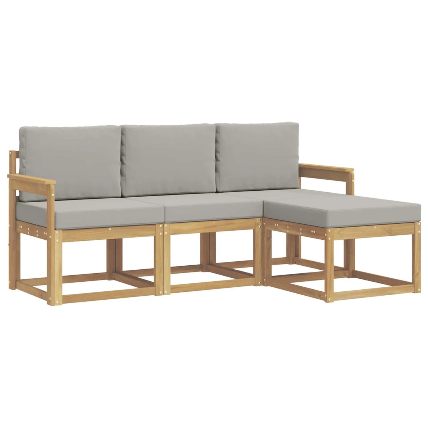 vidaXL Outdoor-Sofagarnitur 4-Tlg Weiß und Hellgrau 3387445