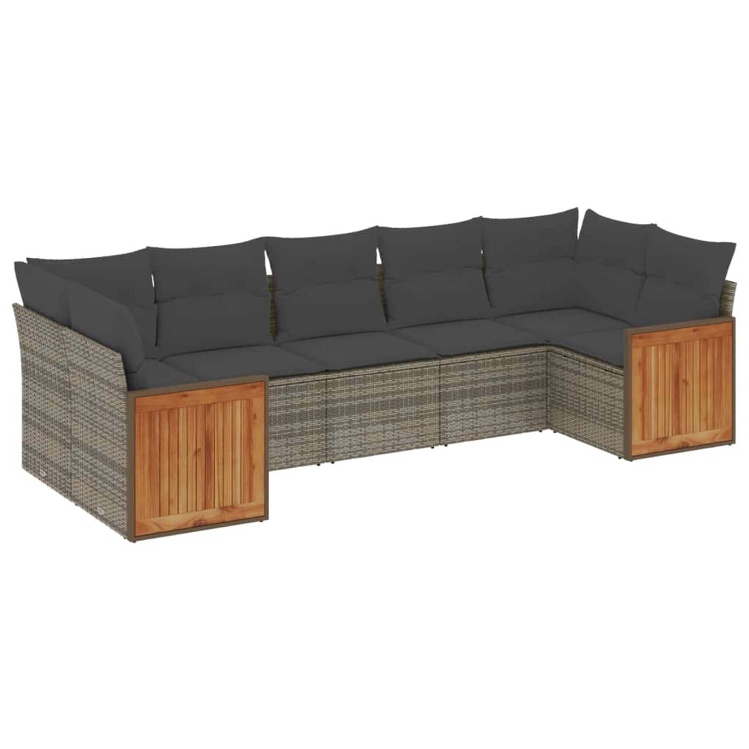 vidaXL 7-Tlg Garten-Sofagarnitur mit Kissen Grau Poly Rattan 3260352 günstig online kaufen
