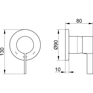 Technische Zeichnung Keuco IXMO Einhebelmischer 59551, Maße in mm.