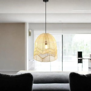 Dapo Decken Pendelleuchte Asta 45cm Rattan Natur Beige E27 IP20