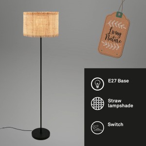 Briloner Stehleuchte Swing Nature mit Strohschirm und E27 Fassung.