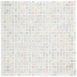 Mosaik Glas Mini White, 29,6x29,6 cm, für den Innenbereich. Quadratische, schimmernde Mosaikfliesen.