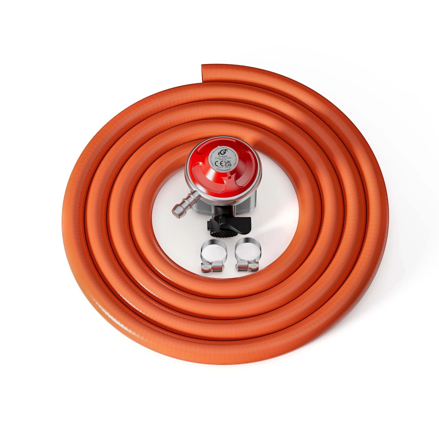 Wiltec Druckminderer für UK 37mbar 1,5m Gasschlauch Gasdruckregler Druckregler