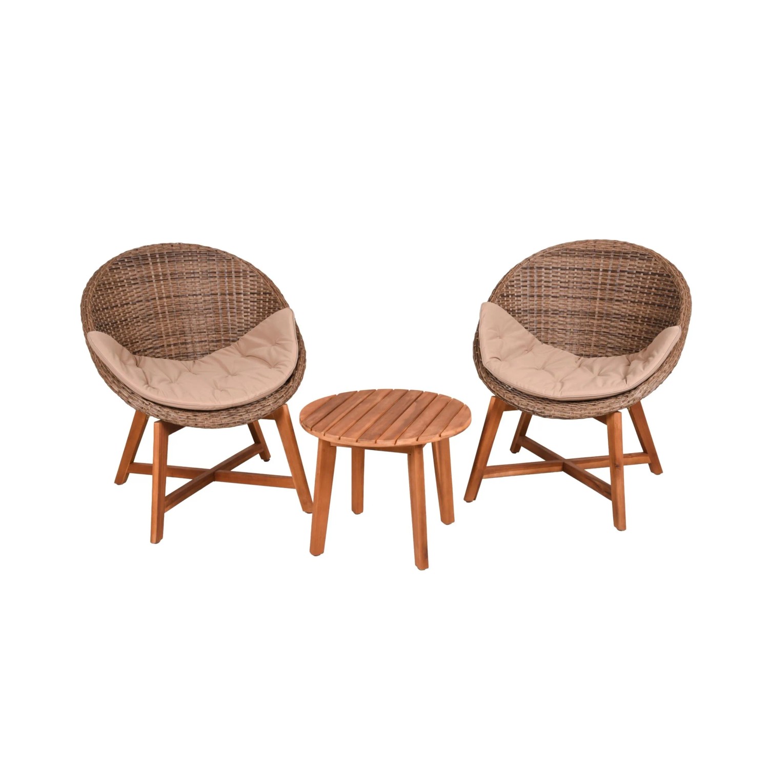 DELUKE Balkonmöbel-Set AMINA Auflage Akazie Braun Gebürstet Gartenmöbel-Set Garten-Sitzgruppe Essgruppe Balkon-Set