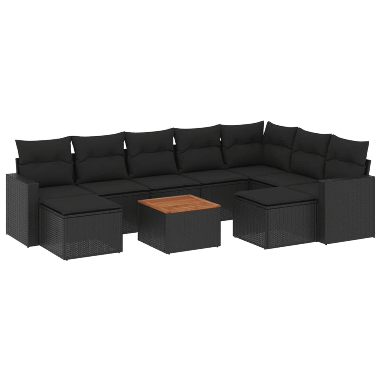 vidaXL 10-Tlg Garten-Sofagarnitur mit Kissen Schwarz Poly Rattan 3256734 günstig online kaufen