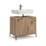 Vicco Waschtischunterschrank Eliza in Viking Oak mit Waschbecken und zwei Türen.