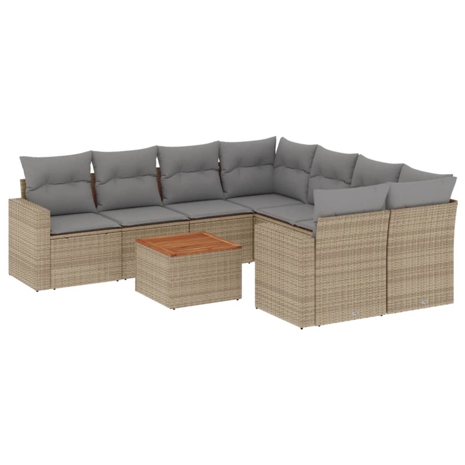 vidaXL 9-Tlg Garten-Sofagarnitur mit Kissen Beige Poly Rattan 3224050 günstig online kaufen