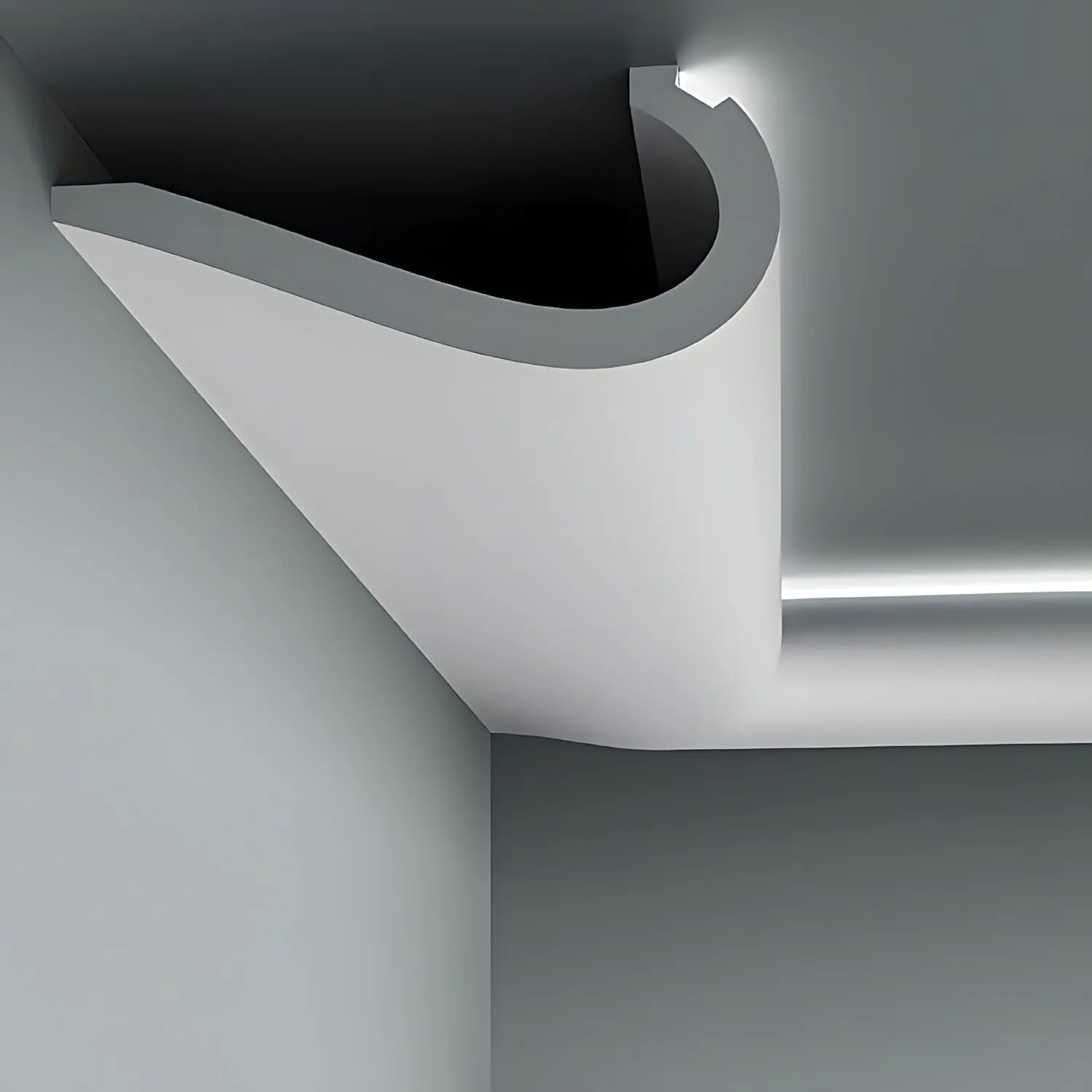 Weiße PROFHOME Eckleiste 150710 für indirekte Beleuchtung, 200 cm lang.