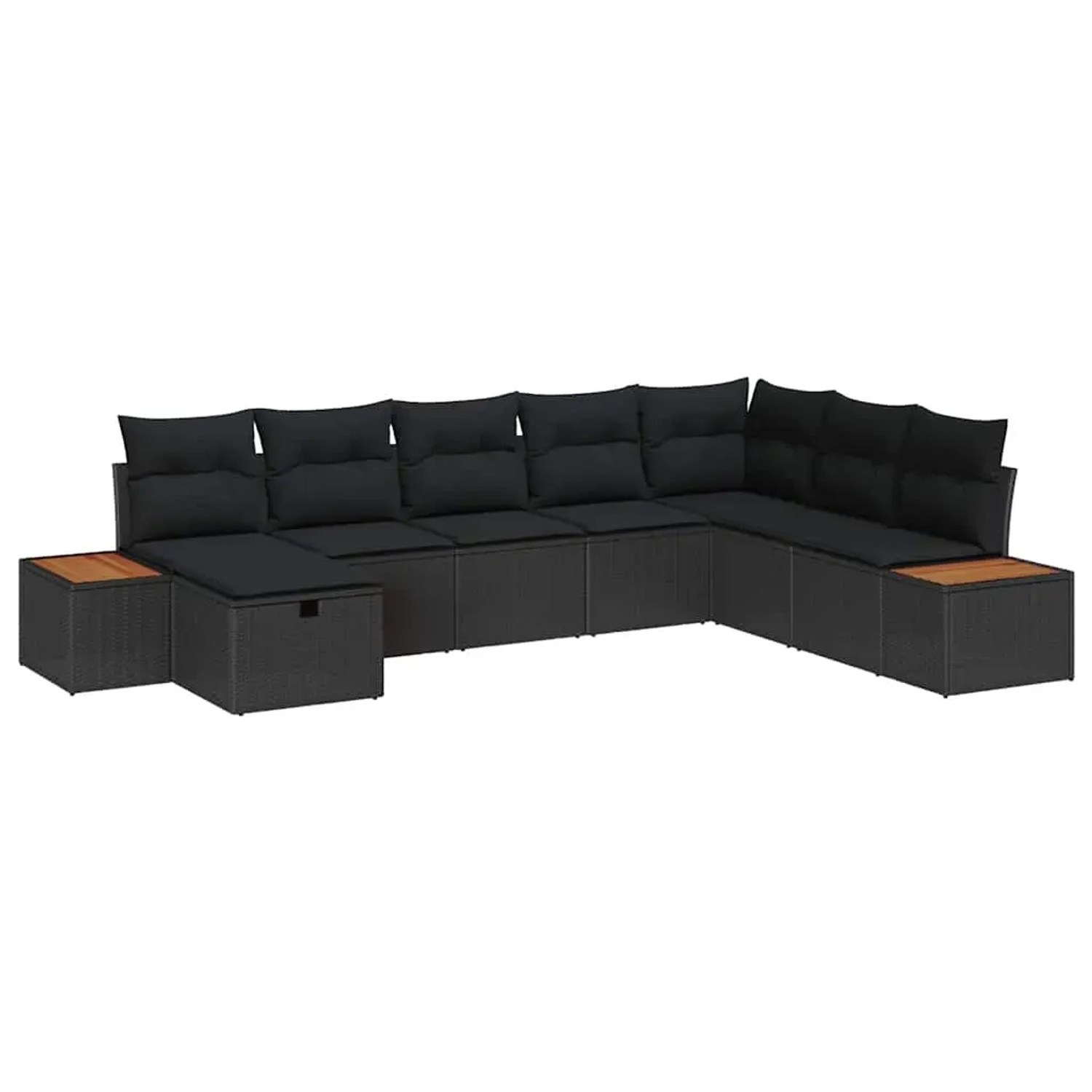 vidaXL 8-Teiliges Garten-Sofa-Set mit Kissen in Schwarz aus Poly Rattan 3359655