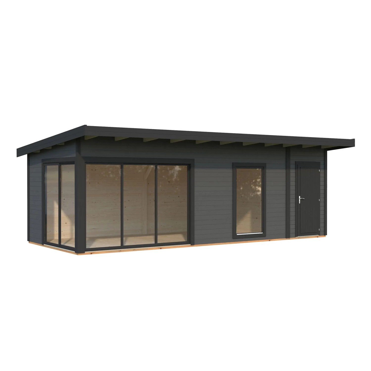 Palmako Holz-Gartenhaus Andrea Slide Plus Pultdach Lackiert 735 cm x 300 cm