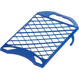 Blaues LUX Abstreifgitter 18x20 cm aus Kunststoff zum Abstreifen von Farbrollern und Pinseln.