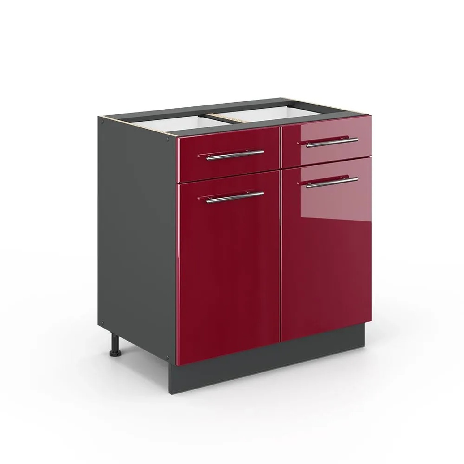 Vicco Küchenunterschrank Fame-Line Bordeaux Hochglanz Anthrazit 80 cm ohne Arbeitsplatte