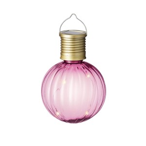 Marelida LED Solar Glühbirne Kugelleuchte Solarleuchte Balkon Terrasse Gartendeko Pink