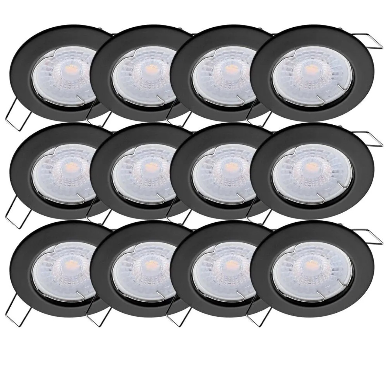 Oktaplex Sedan 12er Set LED-Einbaustrahler Lochmaß Ø 60mm Schwarz Flach Stufenlos Dimmbar 3000K Warmweiß 5W 230V
