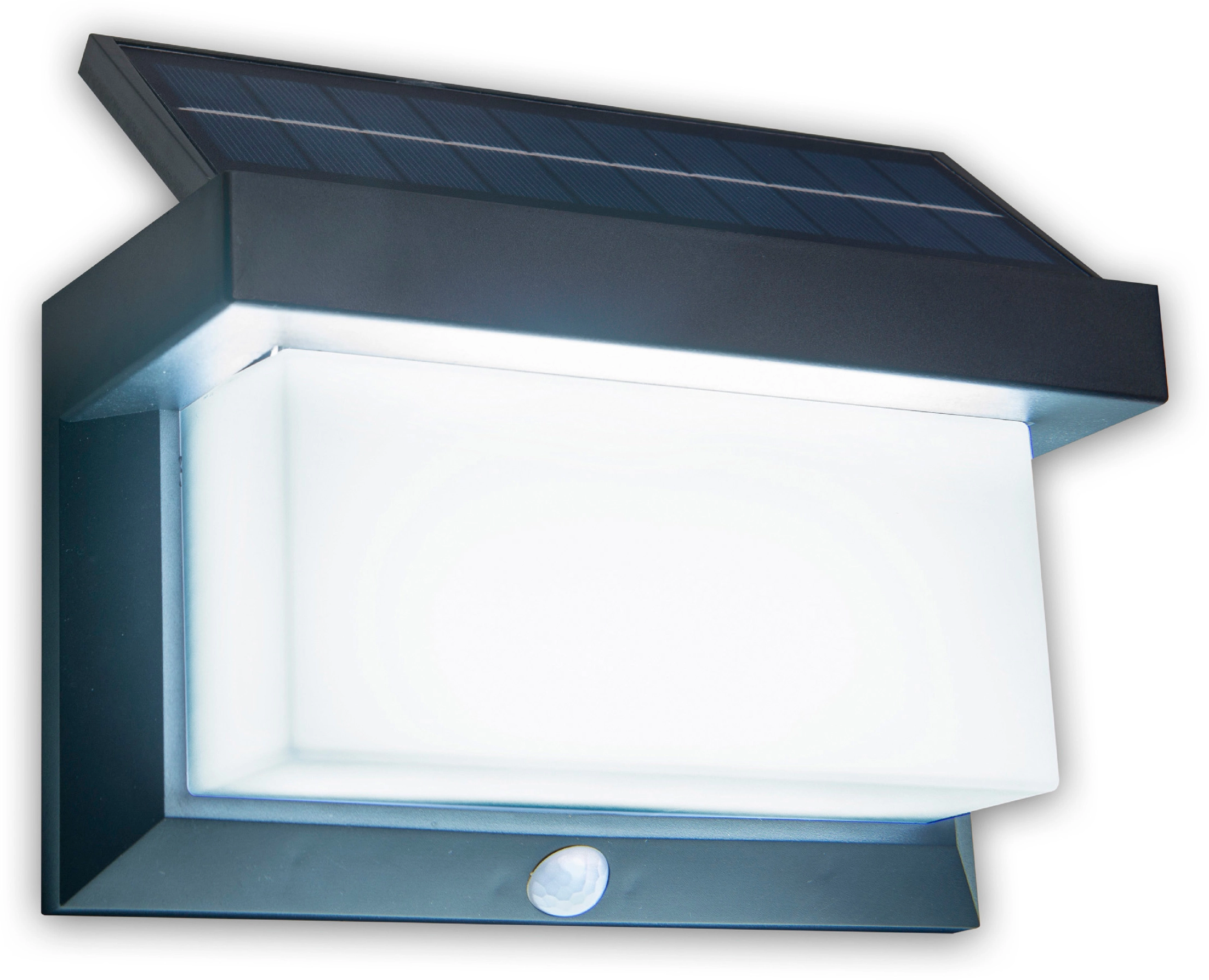 12 kaufen cm mit bei Schwarz OBI LED-Solar-Außenwandleuchte Bewegungsmelder Näve