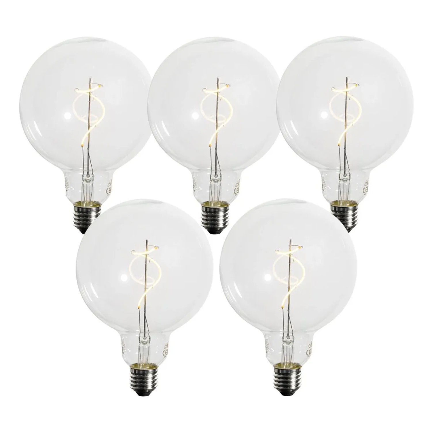 LUEDD 5er Set E27 Dimmbare LED Spiralfilament Glühbirnen G125 4W 270,m 2700K