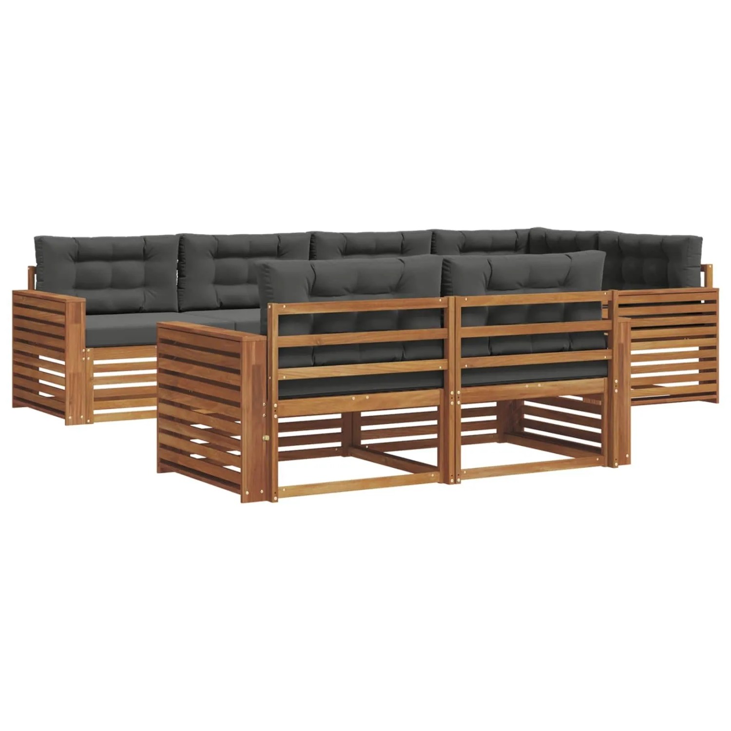 vidaXL Outdoor-Sofagarnitur mit Kissen 7-Tlg Natur und Anthrazit 3373617