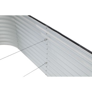 Detailansicht: Silbernes Westmann Hochbeet Oval aus Metall, 240x80x82 cm.