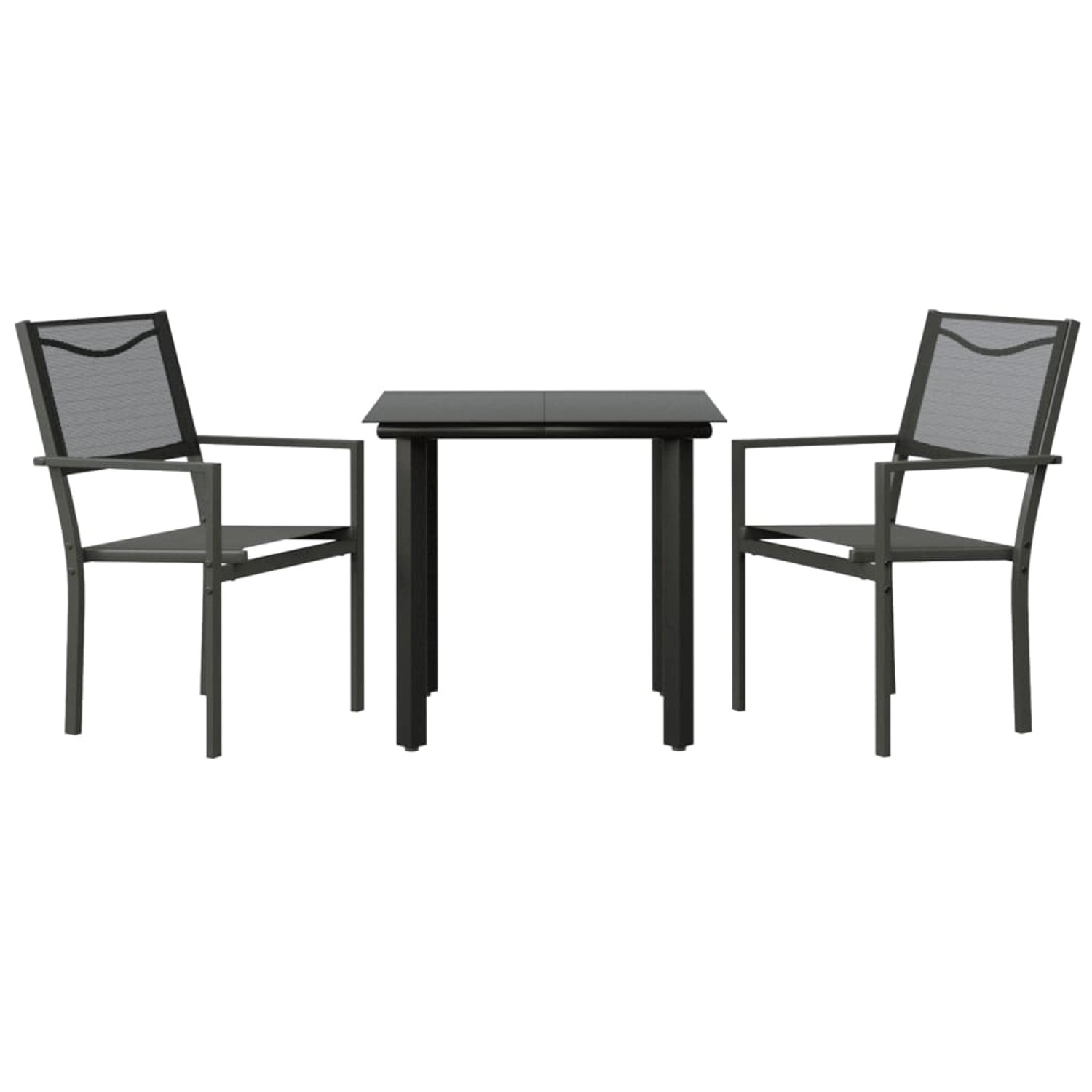 vidaXL 3-Tlg Garten-Essgruppe Schwarz Stahl und Textilene 3200726 günstig online kaufen