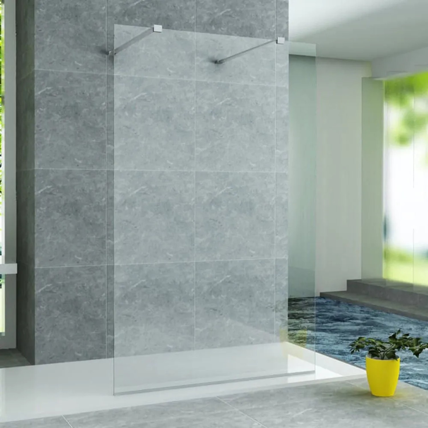 Aloni Walk-In Duschwand Beidseitig Begehbar Klarglas 8 mm BxH 1400x2000mm