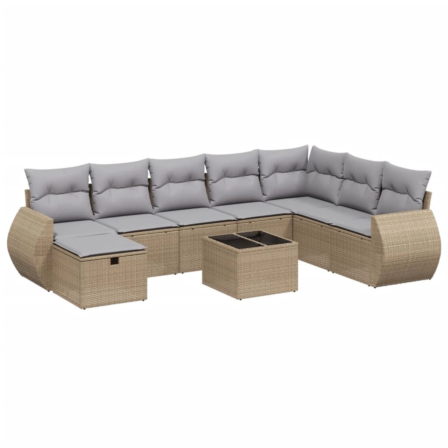 vidaXL 9-Tlg Garten-Sofagarnitur mit Kissen Beige Poly Rattan 3264215 günstig online kaufen