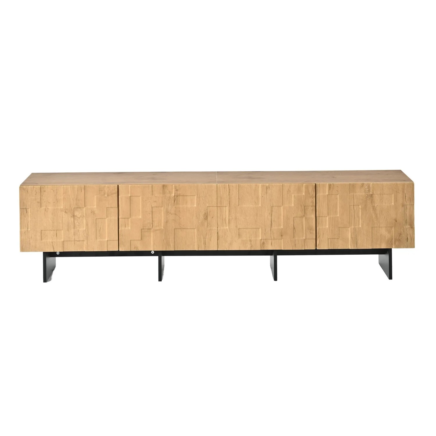 Merax TV Lowboard 180 cm 4 Türen Waffeloptik Stauraum Holzoptik