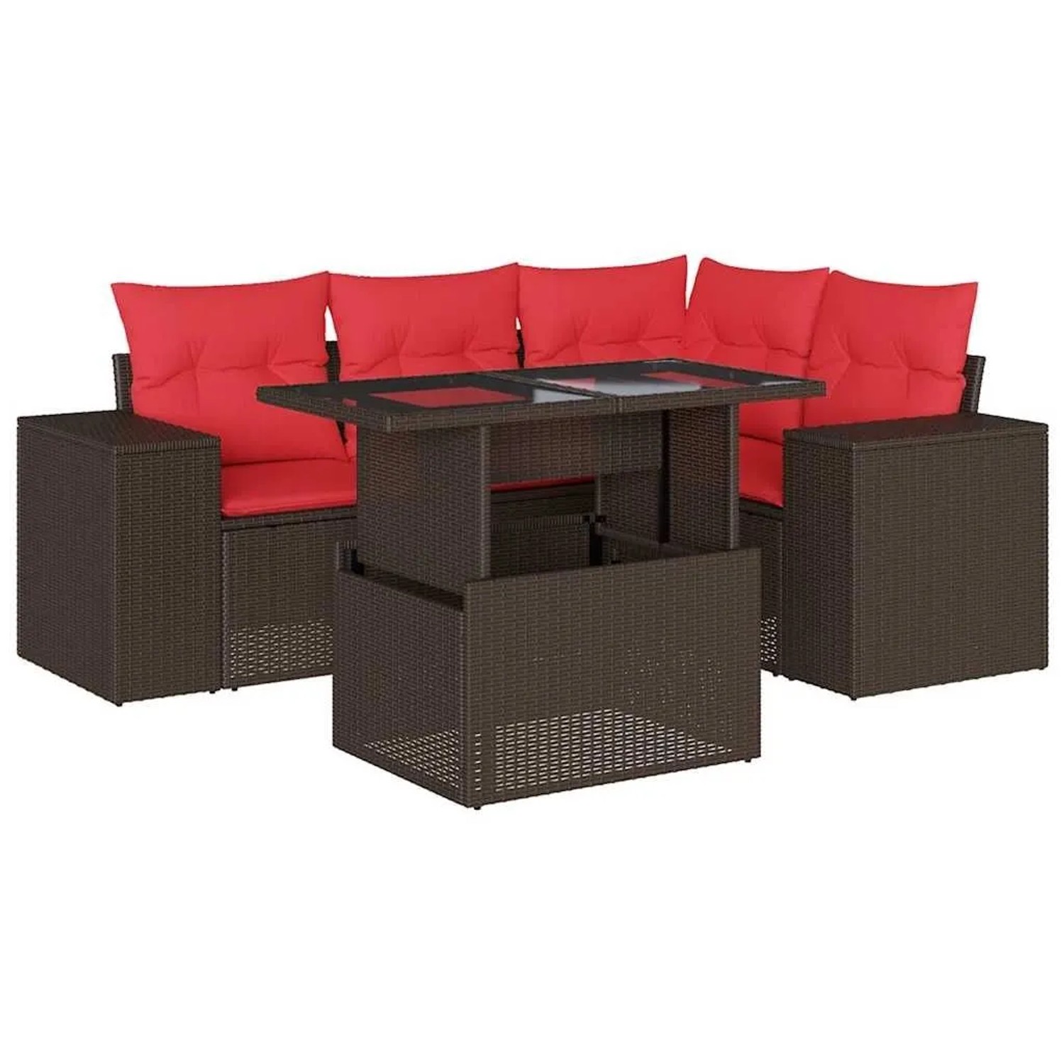 vidaXL 5-Tlg Gartensofa-Set mit Kissen Braun Polyrattan 3269144 günstig online kaufen