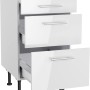 Optifit Unterschrank Rurik986, 50cm, mit 3 Auszügen, weiß glänzend, Edelstahlgriffe.