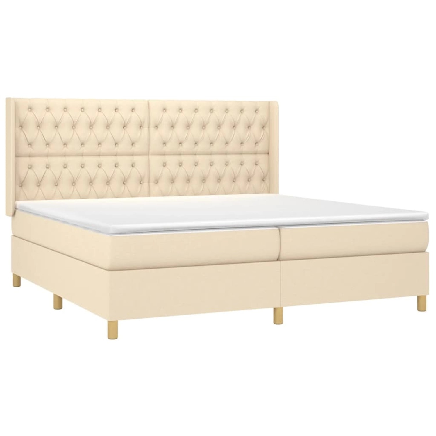vidaXL Boxspringbett mit Matratze & LED Creme 200x200 cm Stoff 3139146 günstig online kaufen
