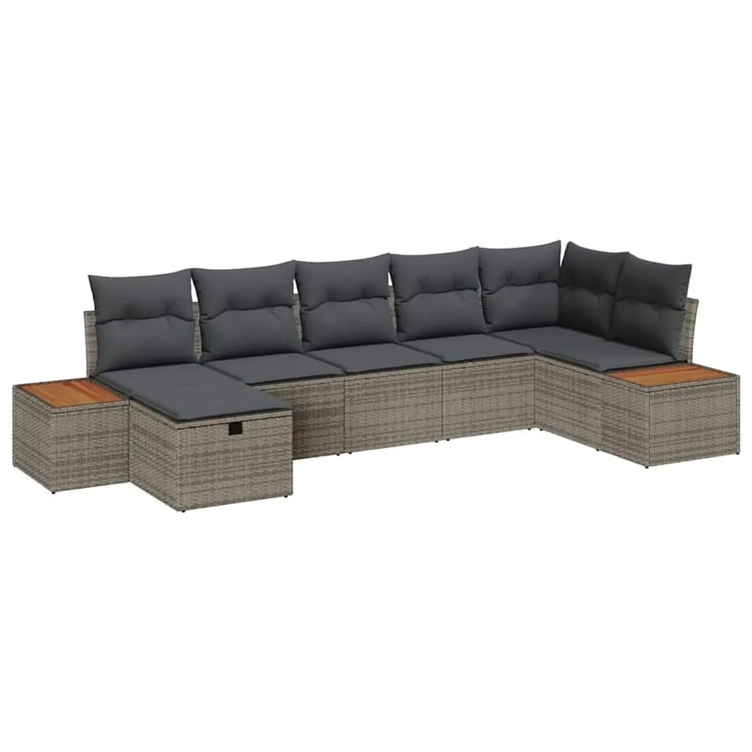 vidaXL Garten-Sofa-Set mit Kissen 7-Tlg Grau Poly Rattan 3360973