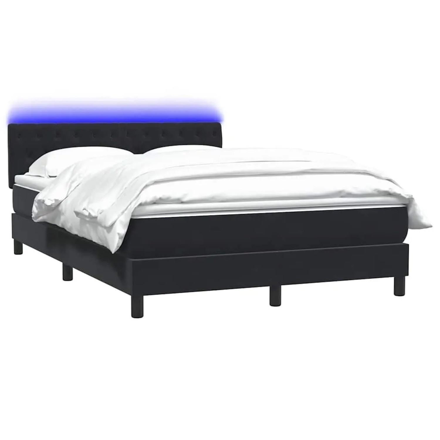 vidaXL Boxspringbett mit Matratze und LED Schwarz 160x210 cm Samt 3317177