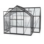 Schwarzes Vitavia Gewächshaus Sirius mit 13 m², ESG-Glas und Fundament für den Garten.