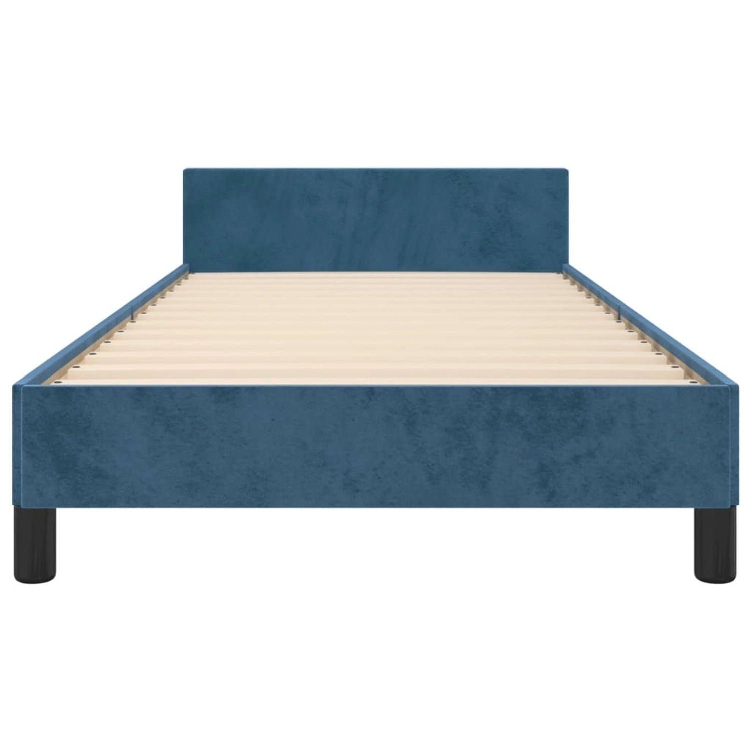Dunkelblaues Samt-Bettgestell 100x200 cm mit Kopfteil für erholsamen Schlaf.