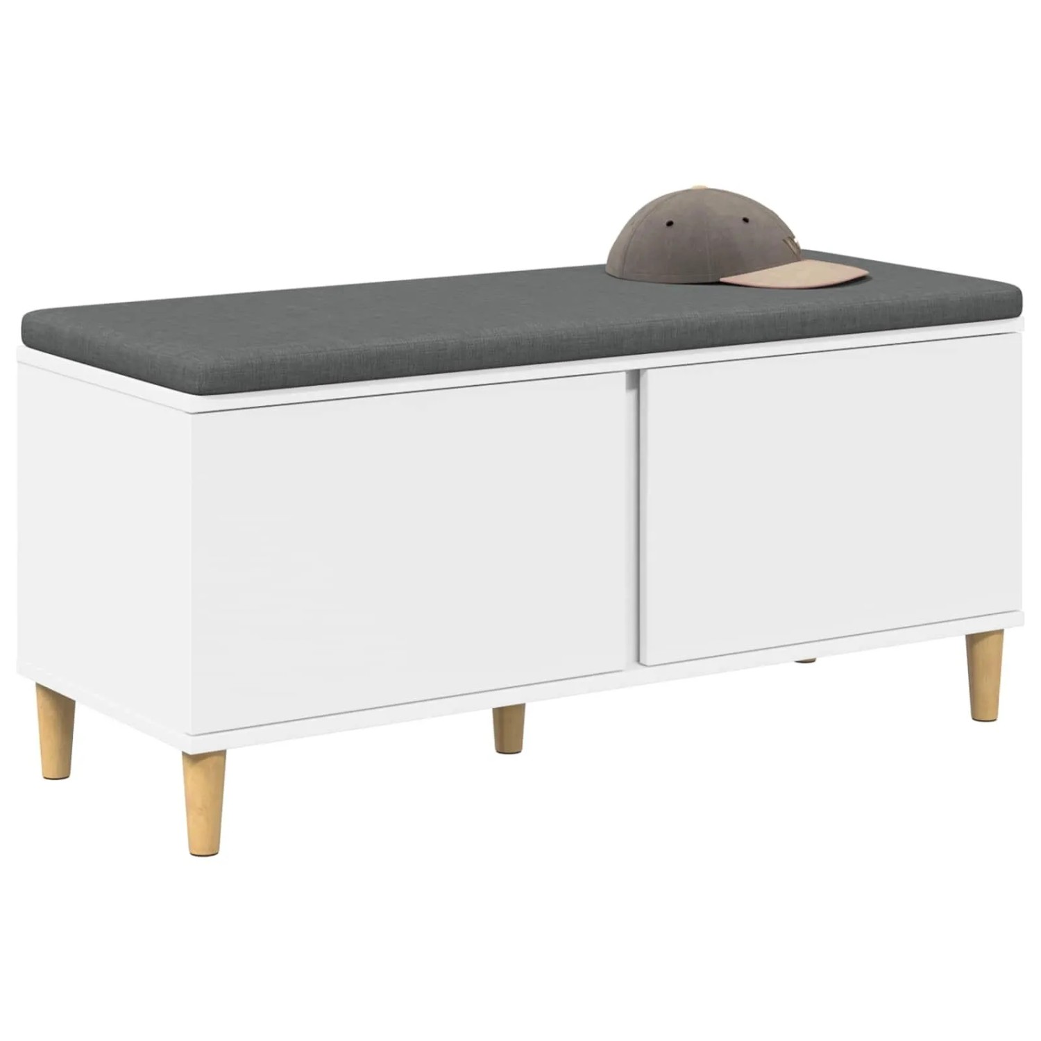 vidaXL Flurbank mit Kissen mit Speicher mit Tür Weiß 100 x 38 x 46 cm 891536_3