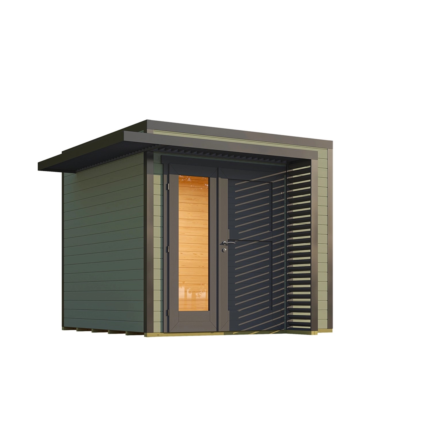 Weka Gartenhaus Amberley 1,5-Fache Tür Graugrün/Anthrazit 250 cm x 250 cm günstig online kaufen