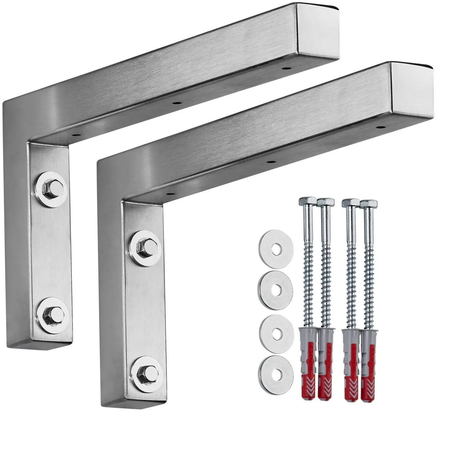 SOTECH 2 x Wandkonsole L-Winkel WK300 300 x 150 x 30 mm Edelstahl Gebürstet