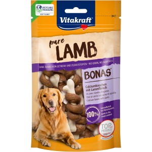 Vitakraft Pure Lamm Bonas Calciumknochen 80g für Hunde, leckerer Hundeknochen mit Lammfleisch.