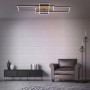 Moderne Brilo LED-Deckenleuchte Frame mit Holzdekor, dimmbar und mit Fernbedienung.