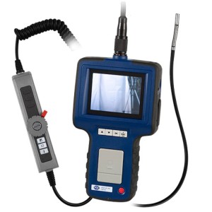 PCE Instruments Inspektionskamera VE 350HR mit Display, flexiblem Kabel und Bedienelementen im Tragekoffer.