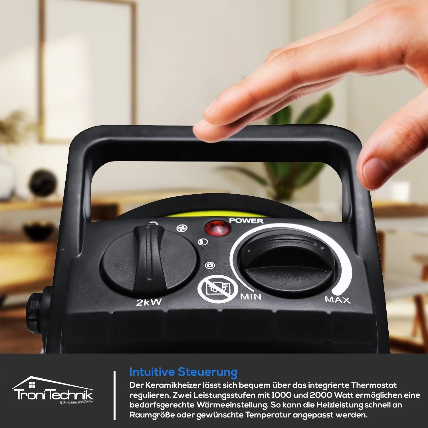 Tronitechnik Kh-502 Keramikheizer Heizlüfter Heizung 2000 Watt Tragegriff Ptc Keramik Stufenlose Thermosteuerung_4