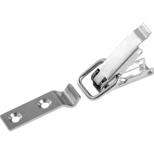 Kistenverschluss aus Edelstahl, 50x15mm, zur Sicherung von Kisten beim Transport.