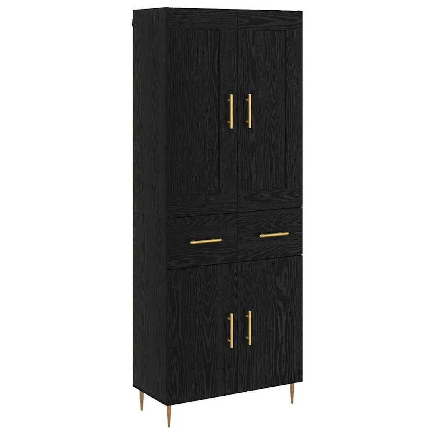 vidaXL Highboard Schwarz Eichen-Optik 69,5 x 34 x 180 cm Holzwerkstoff 3416 günstig online kaufen