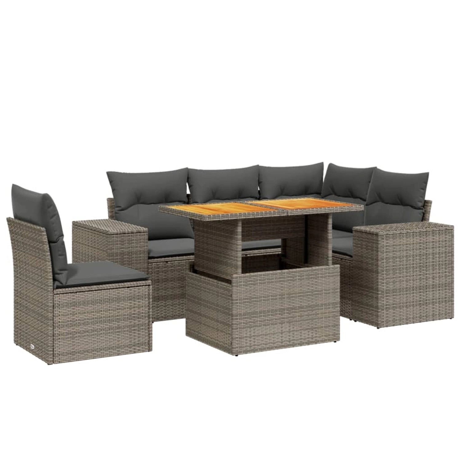 vidaXL 6-Tlg Garten-Sofagarnitur mit Kissen Grau Poly Rattan 3272642 günstig online kaufen