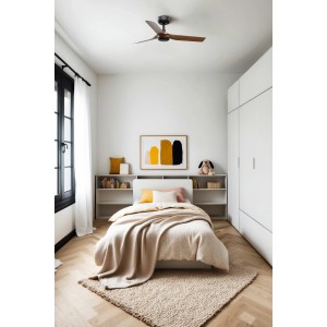 FARO Energiespar Deckenventilator mit Fernbedienung Mini Punt 90 cm Schwarz - Nussbaum