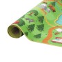 Gerollter, bunter Snapstyle Kinderteppich mit Campingplatz-Motiv, 80x200 cm.
