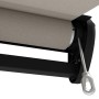 Detailansicht der Halbkassetten-Markise Reno in Anthrazit mit beigem Markisentuch und Handkurbel.
